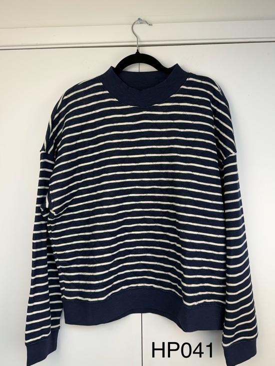 Madewell Tops - Madewell Quilted Studio Mockneck Sweatshirt Stripe Navy XL